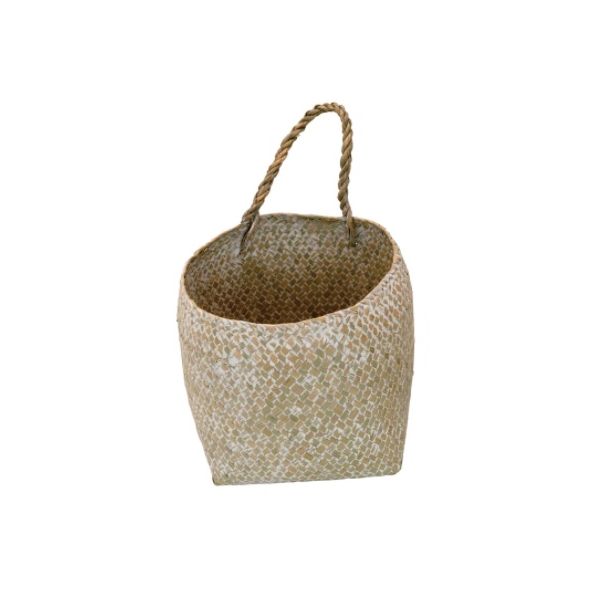 HAND WOVEN WALL BASKET W HANDLES