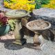 FROG BIRDBATH TALL