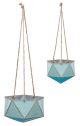 BLUE HEX HANGING PLANTER LARGE
