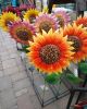 ALPINE COLORFUL METAL SUNFLOWER GARDEN STAKE