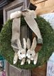 WREATH WITH BOW MOSSY BUNNY