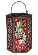 LANTERN HANDPAINTED EMBOSSED GLASS & METAL SOLAR