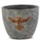 WEATHERED GRAY CEMENT POT W/ EMBOSSED BEE