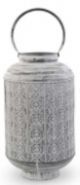 LANTERN WHITEWASH MEDALLION PUNCHED METAL LANTERN LARGE