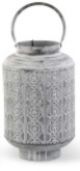 LANTERN WHITEWASH MEDALLION PUNCHED METAL LANTERN MEDIUM