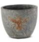 WEATHERED GRAY CEMENT POT W/ EMBOSSED BEE MEDIUM
