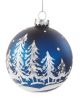 ORNAMENT GLASS BALL BLUE WITH TREES