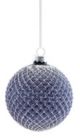 ORNAMENT GLASS SILVER & BLUE SMALL
