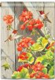 FLAG STANDARD HUMMINGBIRDS W/GERNIUMS