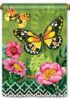 FLAG STANDARD BUTTERFLIES W/PINK FLOWERS