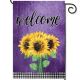 FLAG GARDEN WELCOME SUNFLOWER PURPLE