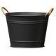 WASHTUB PLANTER MATTE BLACK W/COPPER HANDLES
